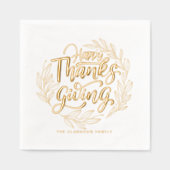 Blätterteig Hand Briefe glücklich Erntedankfest Servietten Mit Folie (Vorderseite)