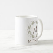 Blattfarbe mit Monogramm und Name Kaffeetasse (VorderseiteRechts)