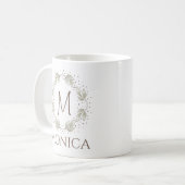 Blattfarbe mit Monogramm und Name Kaffeetasse (Vorderseite Links)