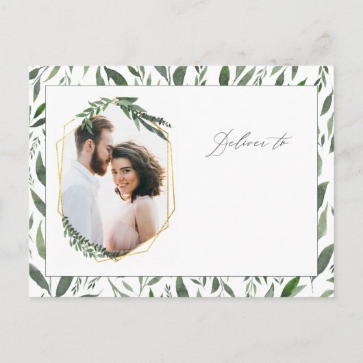 Blattfarben-Foto Save the Date Postkarte (Rückseite)