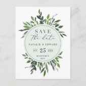 Blattfarben-Foto Save the Date Postkarte (Vorderseite)