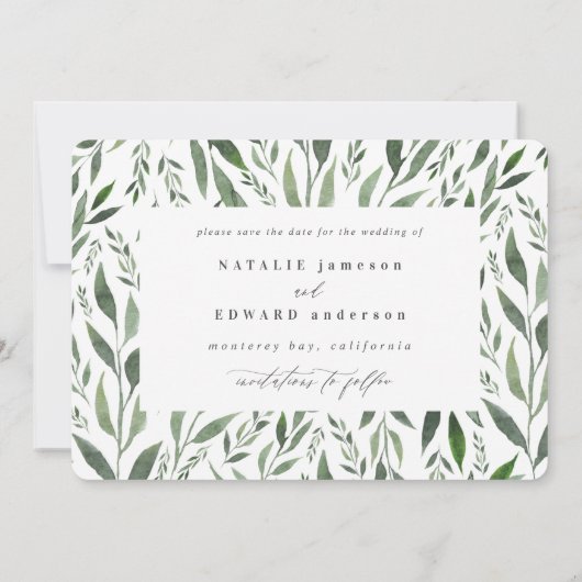 Blattfloralflora Save the Date (Rückseite)