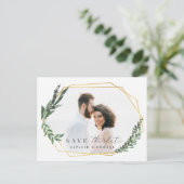 Blattfloralflora Save the Date Ankündigungspostkarte (Stehend Vorderseite)