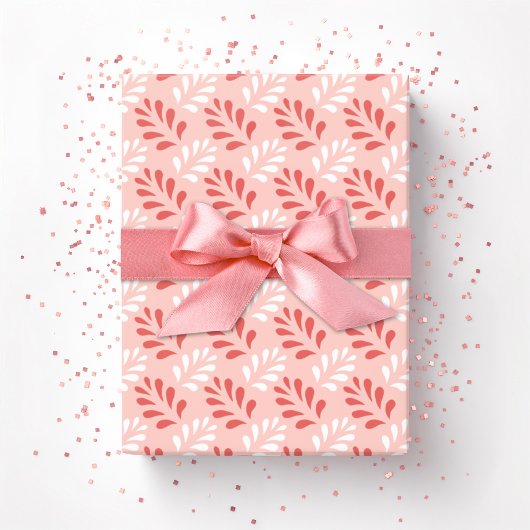 Blattgedeih Gitter in Flamingo Geschenkpapier