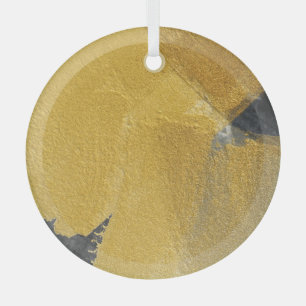 Blattgold, abstrakte schwarze Ausführung Ornament Aus Glas