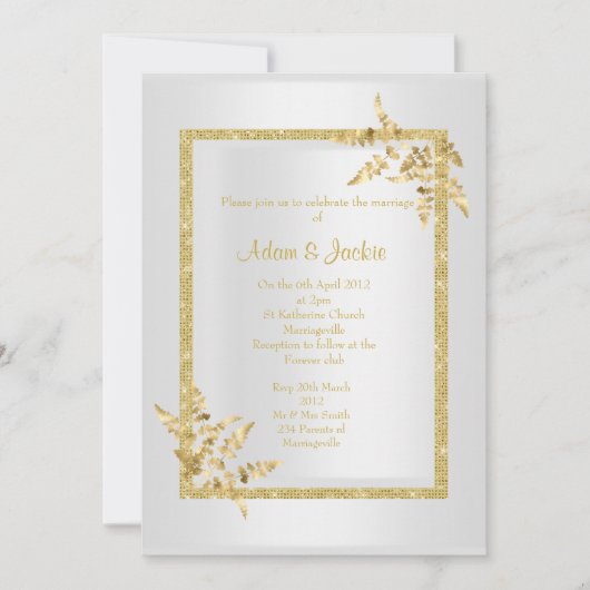 Blattgold ELEGANT CLASSY WEDING Einladung (Vorderseite)