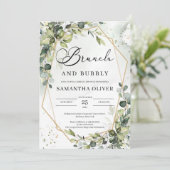 Blattgold geometrischer Brunch und Bläschen Einladung (Stehend Vorderseite)