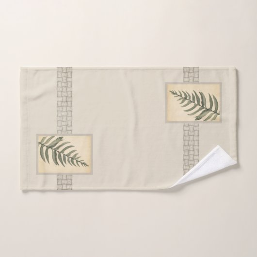 Blattgrün, neutraler Beige Badhandtuch Set (Handtuch)