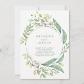 Blattgrün| Trendy Watercolor Frame Wedding Einladung (Vorderseite)