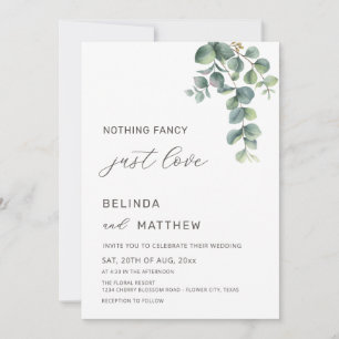 Blattgrün Wasserfarben Blumen Casual-Hochzeit Einladung