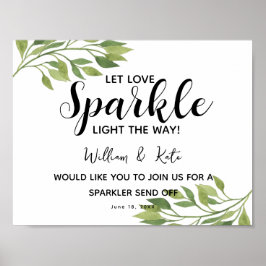 Blattgrüne Sparkler absetzen Hochzeit Poster