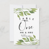 Blattgrüne Tischnummer Party/Hochzeit (Rückseite)