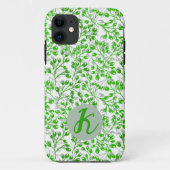 Blattgrünes Muster Modern Elegant Monogrammiert Case-Mate iPhone Hülle (Rückseite)