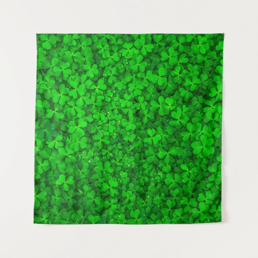 Blattklee grüne Kleeblatt-Feder Wandteppich (Vorderseite)