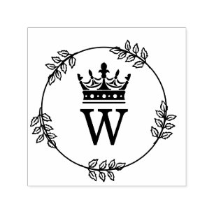 Blattkranz Krone mit einzelnem Initial-Monogramm Permastempel
