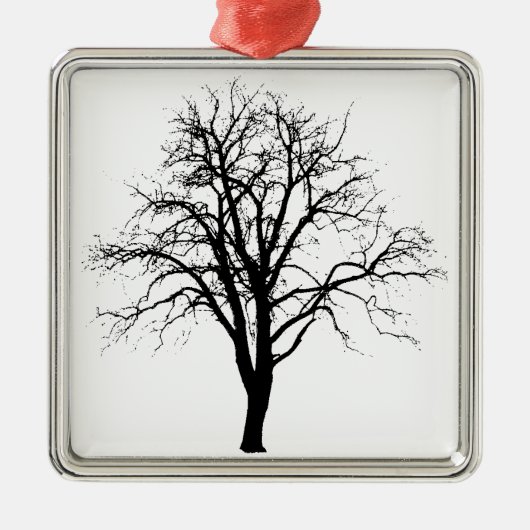 Blattloser Baum in der Winter-Silhouette Ornament Aus Metall (Vorne)