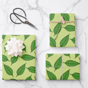 Blattmuster, Blätter-Muster, Frühlingsblätter Geschenkpapier Set