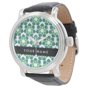 Blattmuster, grüne Blätter, Ihr Name Armbanduhr