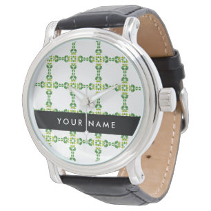Blattmuster, grüne Blätter, Ihr Name Armbanduhr