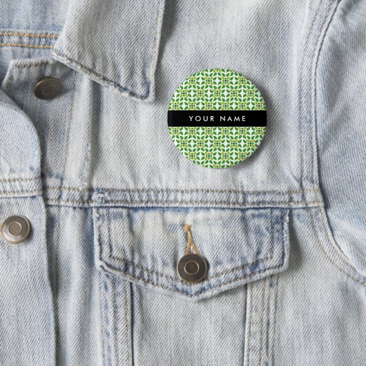 Blattmuster, grüne Blätter, Ihr Name Button (Beispiel)