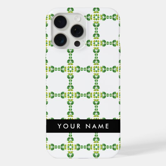 Blattmuster, grüne Blätter, Ihr Name iPhone Hülle (Rückseite)