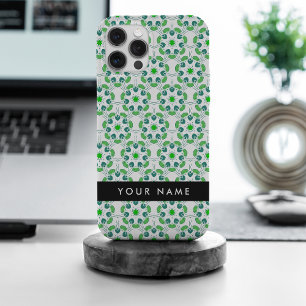 Blattmuster, grüne Blätter, Ihr Name iPhone 15 Pro Max Hülle