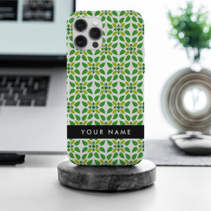 Blattmuster, grüne Blätter, Ihr Name iPhone 15 Pro Max Hülle