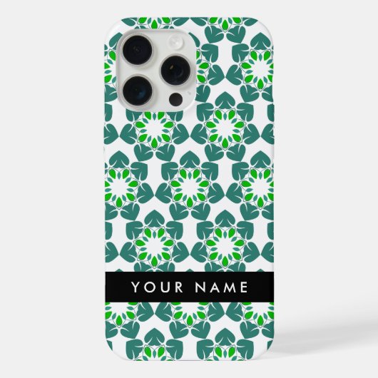 Blattmuster, grüne Blätter, Ihr Name iPhone Hülle (Rückseite)