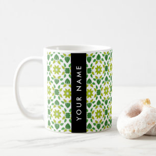 Blattmuster, grüne Blätter, Ihr Name Kaffeetasse