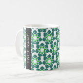 Blattmuster, grüne Blätter, Ihr Name Kaffeetasse (Vorderseite Links)