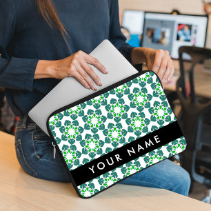 Blattmuster, grüne Blätter, Ihr Name Laptopschutzhülle