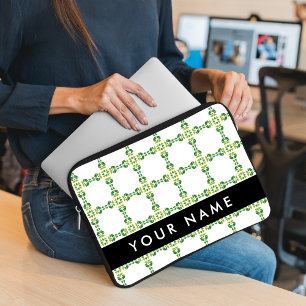 Blattmuster, grüne Blätter, Ihr Name Laptopschutzhülle