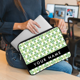 Blattmuster, grüne Blätter, Ihr Name Laptopschutzhülle