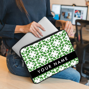 Blattmuster, grüne Blätter, Ihr Name Laptopschutzhülle