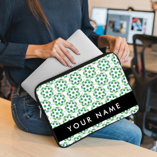 Blattmuster, grüne Blätter, Ihr Name Laptopschutzhülle