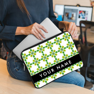 Blattmuster, grüne Blätter, Ihr Name Laptopschutzhülle