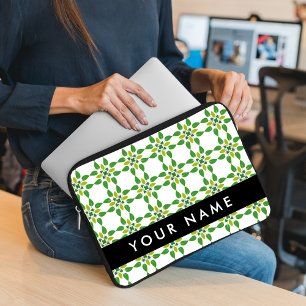 Blattmuster, grüne Blätter, Ihr Name Laptopschutzhülle