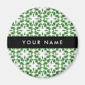 Blattmuster, grüne Blätter, Ihr Name Magnet (Vorne)
