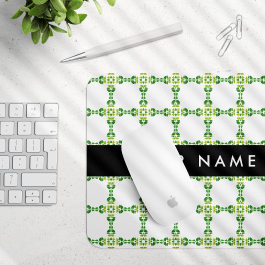Blattmuster, grüne Blätter, Ihr Name Mousepad