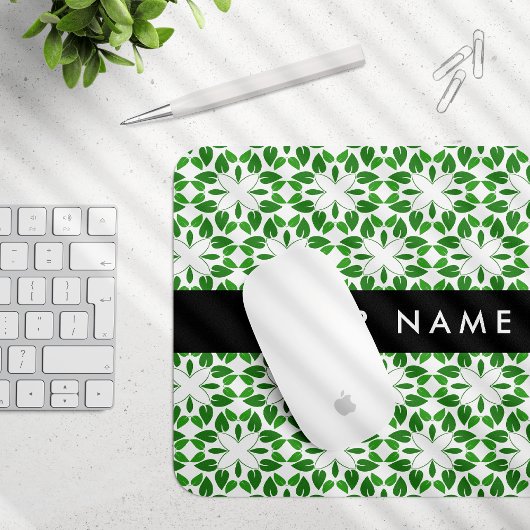 Blattmuster, grüne Blätter, Ihr Name Mousepad
