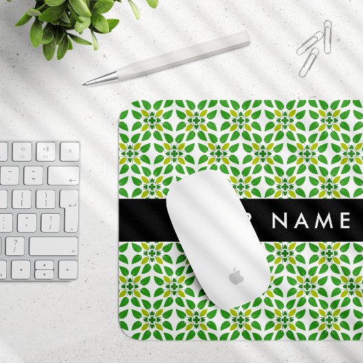 Blattmuster, grüne Blätter, Ihr Name Mousepad
