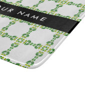 Blattmuster, grüne Blätter, Ihr Name Schneidebrett (Ecke)