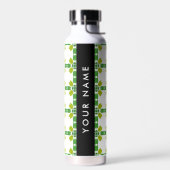 Blattmuster, grüne Blätter, Ihr Name Trinkflasche (Links)