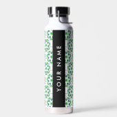 Blattmuster, grüne Blätter, Ihr Name Trinkflasche (Links)
