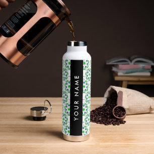 Blattmuster, grüne Blätter, Ihr Name Trinkflasche