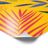 Blattmuster mit farbenfrohen Blumen Fotodruck (Ecke)