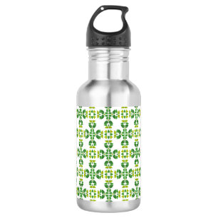 Blattmuster, Muster aus Blättern, grüne Blätter Edelstahlflasche