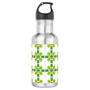 Blattmuster, Muster aus Blättern, grüne Blätter Edelstahlflasche