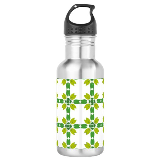Blattmuster, Muster aus Blättern, grüne Blätter Edelstahlflasche (Vorderseite)