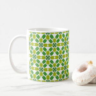 Blattmuster, Muster aus Blättern, grüne Blätter Kaffeetasse